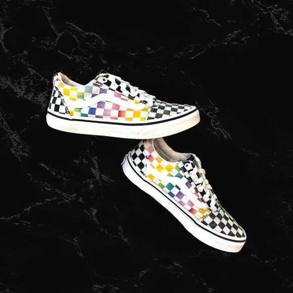 Vans Other - VANS OTW Ward RAINBOW Checkerboard BLACK / MULTI Skateboard Shoes KIDS Sz 2.5